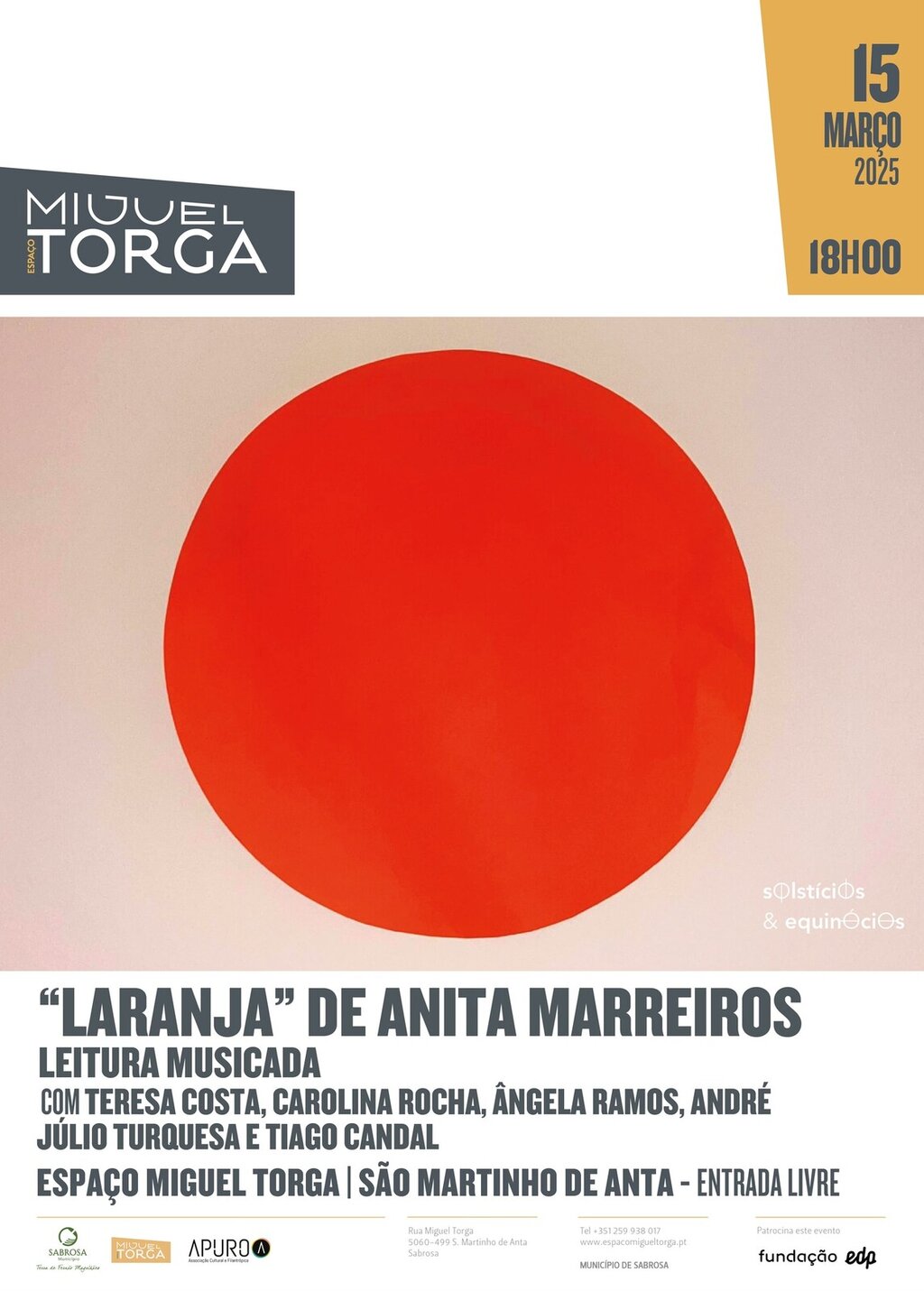 / 𝗦𝗢𝗟𝗦𝗧𝗜𝗖𝗜́𝗢𝗦 & 𝗘𝗤𝗨𝗜𝗡𝗢́𝗖𝗜𝗢𝗦 / "Laranja" de Anita Marreiros - Leitura Musicada