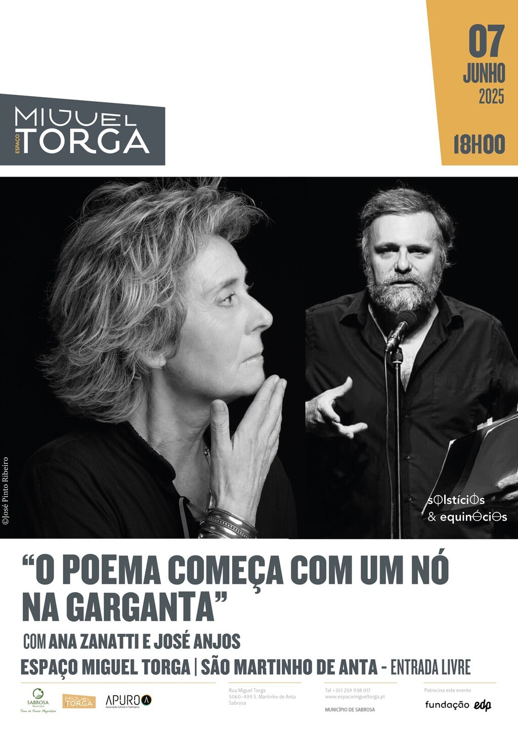 Solstícios & Equinócios / "O poema começa com um nó na garganta" com Ana Zanatti e José Anjos 