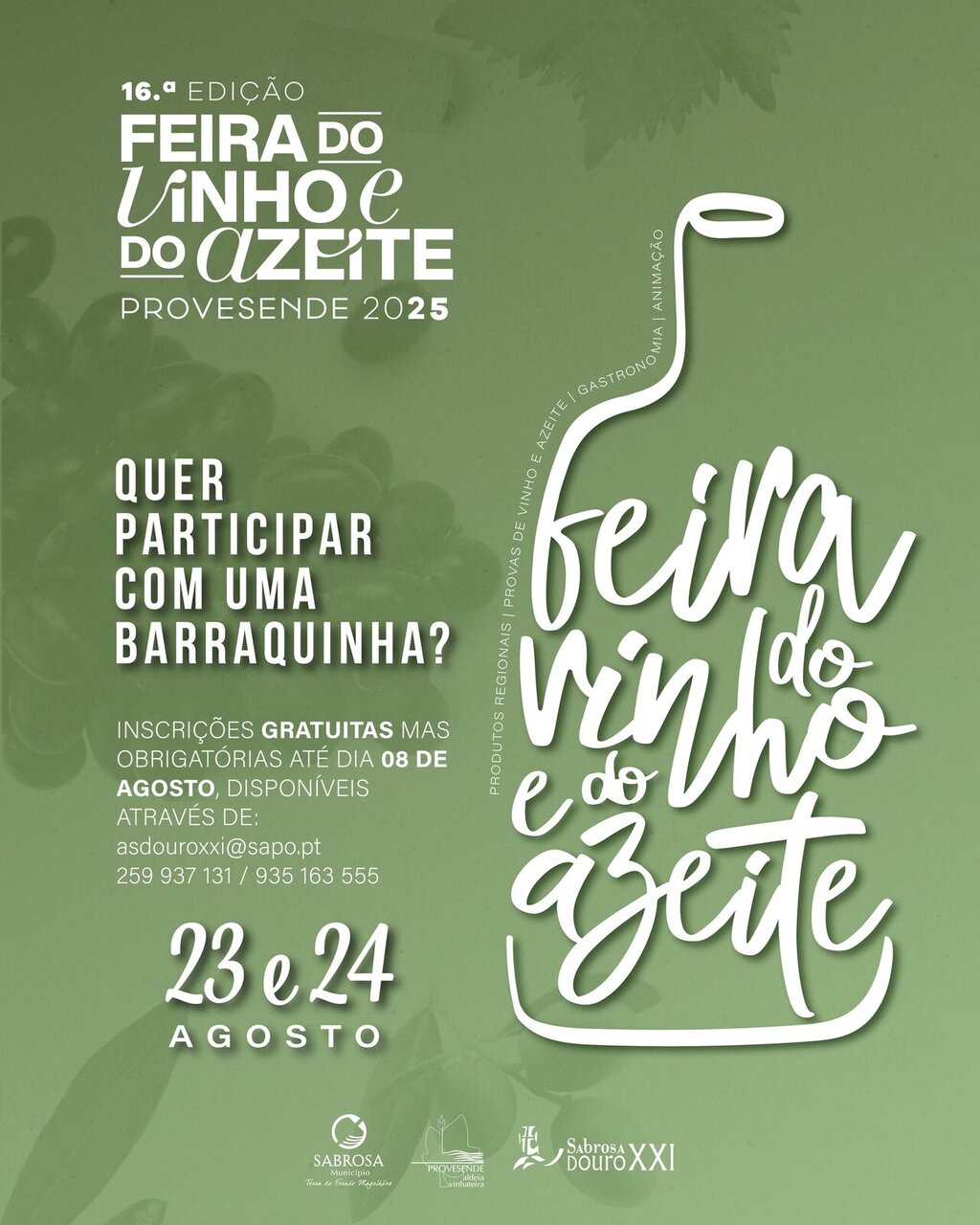 Inscrições abertas / 16.ª edição Feira do Vinho e do Azeite 