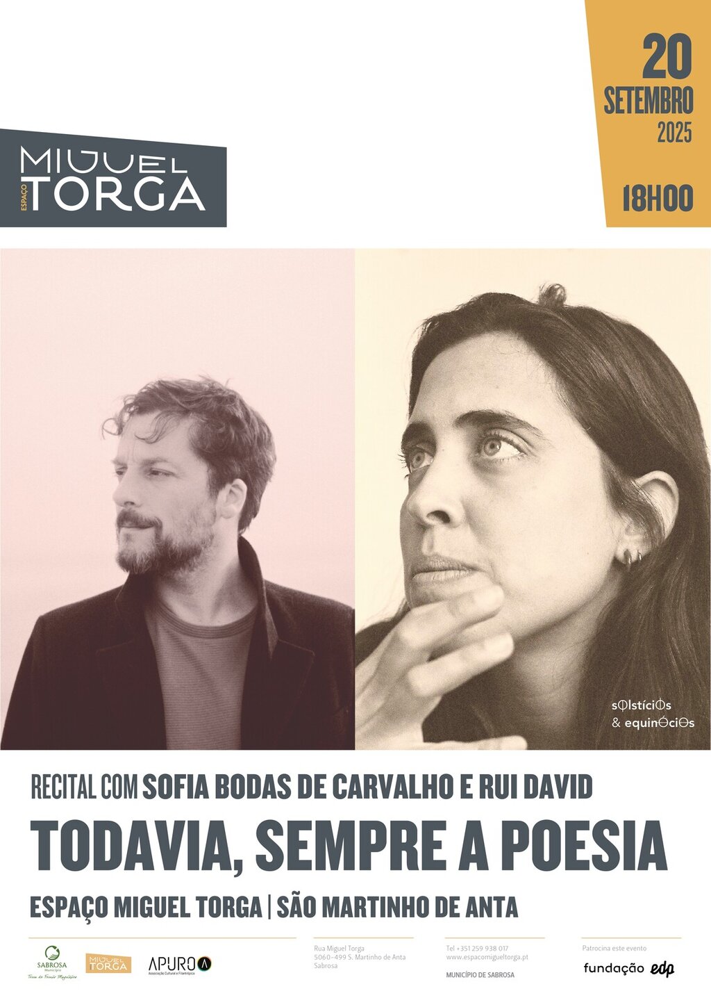 Solstícios & Equinócios / “Todavia, sempre a poesia” recital com  Sofia Bodas de Carvalho e Rui D...